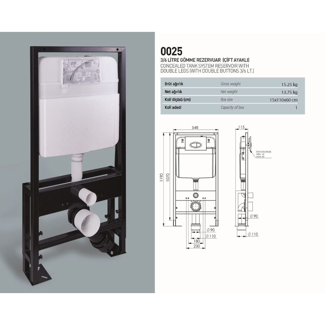 0025 Gömme Rezervuar