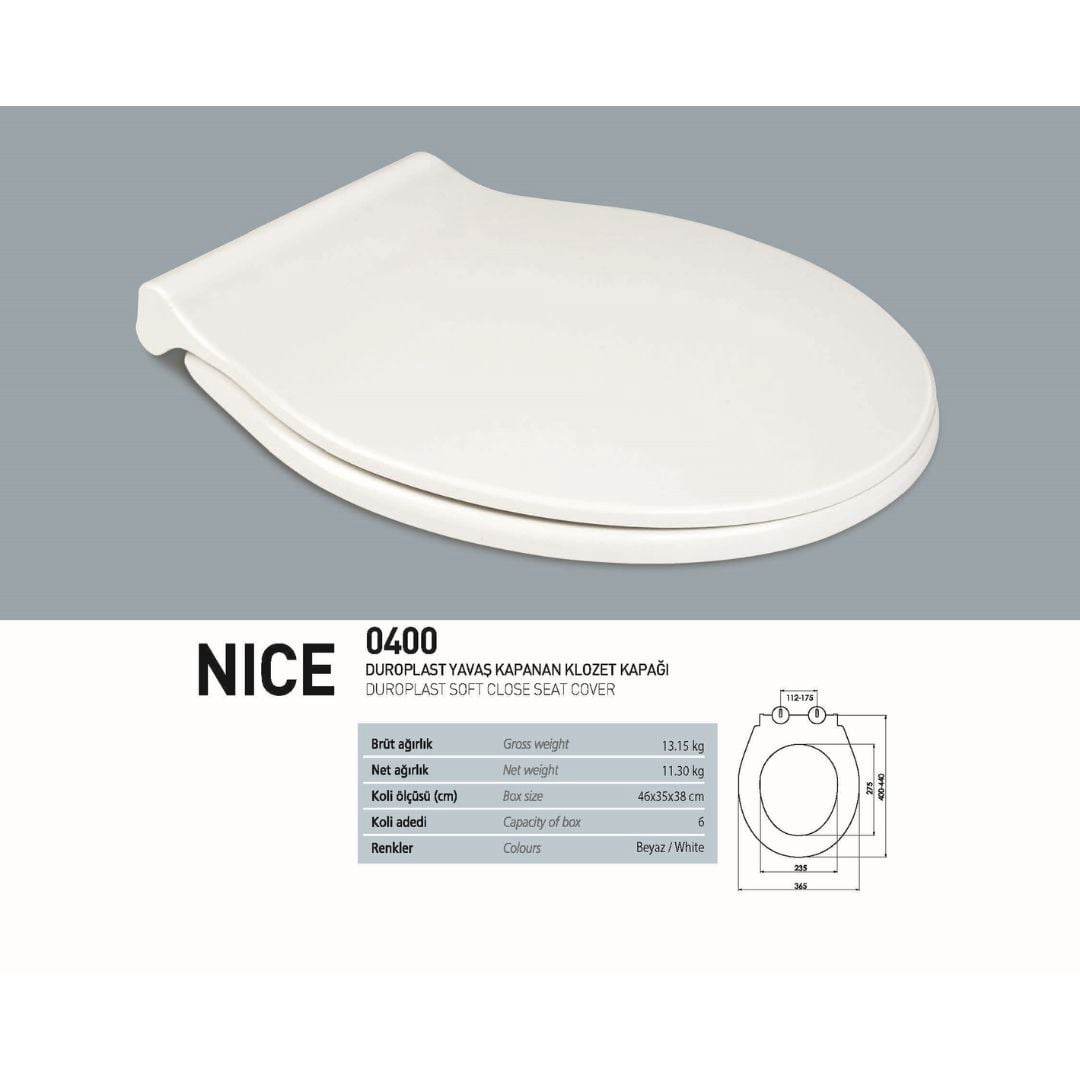 0400 Nice Yavaş Kapanan Klozet Kapağı