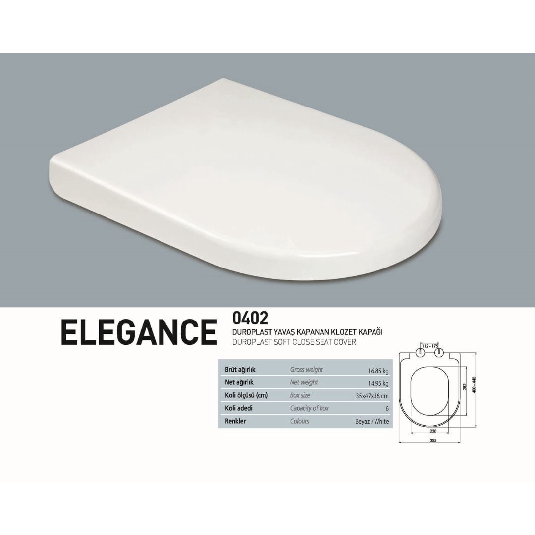 0402 Elegance Yavaş Kapanan Klozet Kapağı