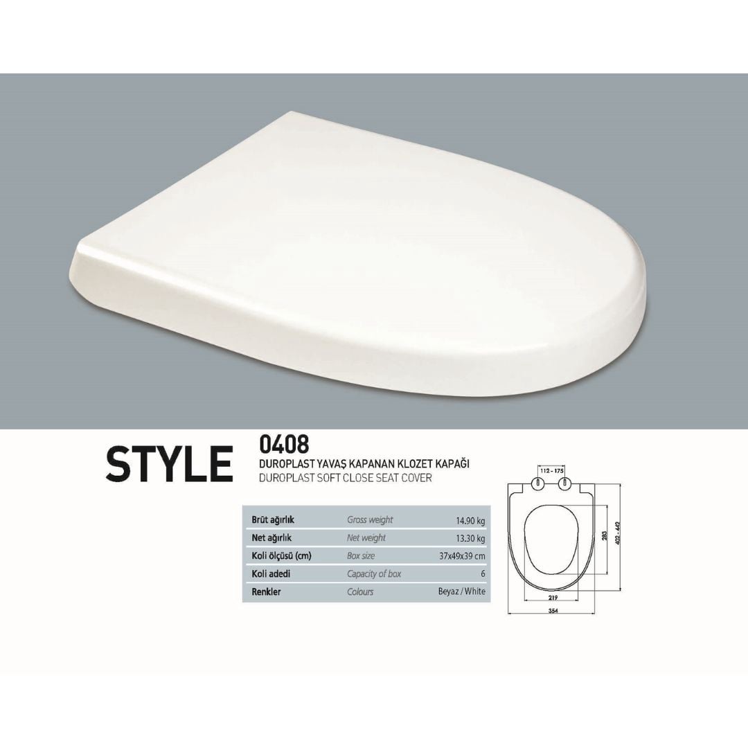 0408 Style Yavaş Kapanan Klozet Kapağı