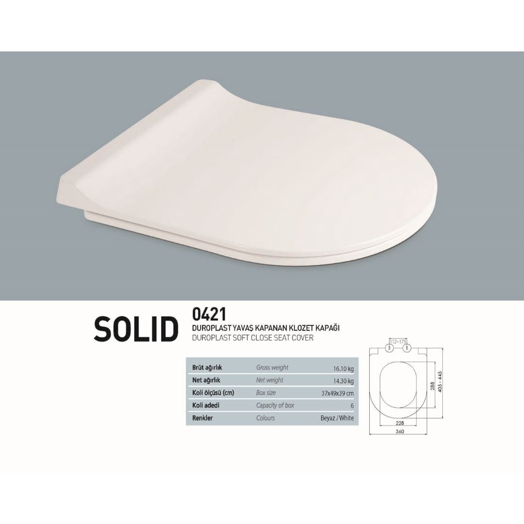 0421 Solid Yavaş Kapanan Klozet Kapağı